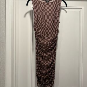 Urban outfitters Brown Checkered Midi Dress